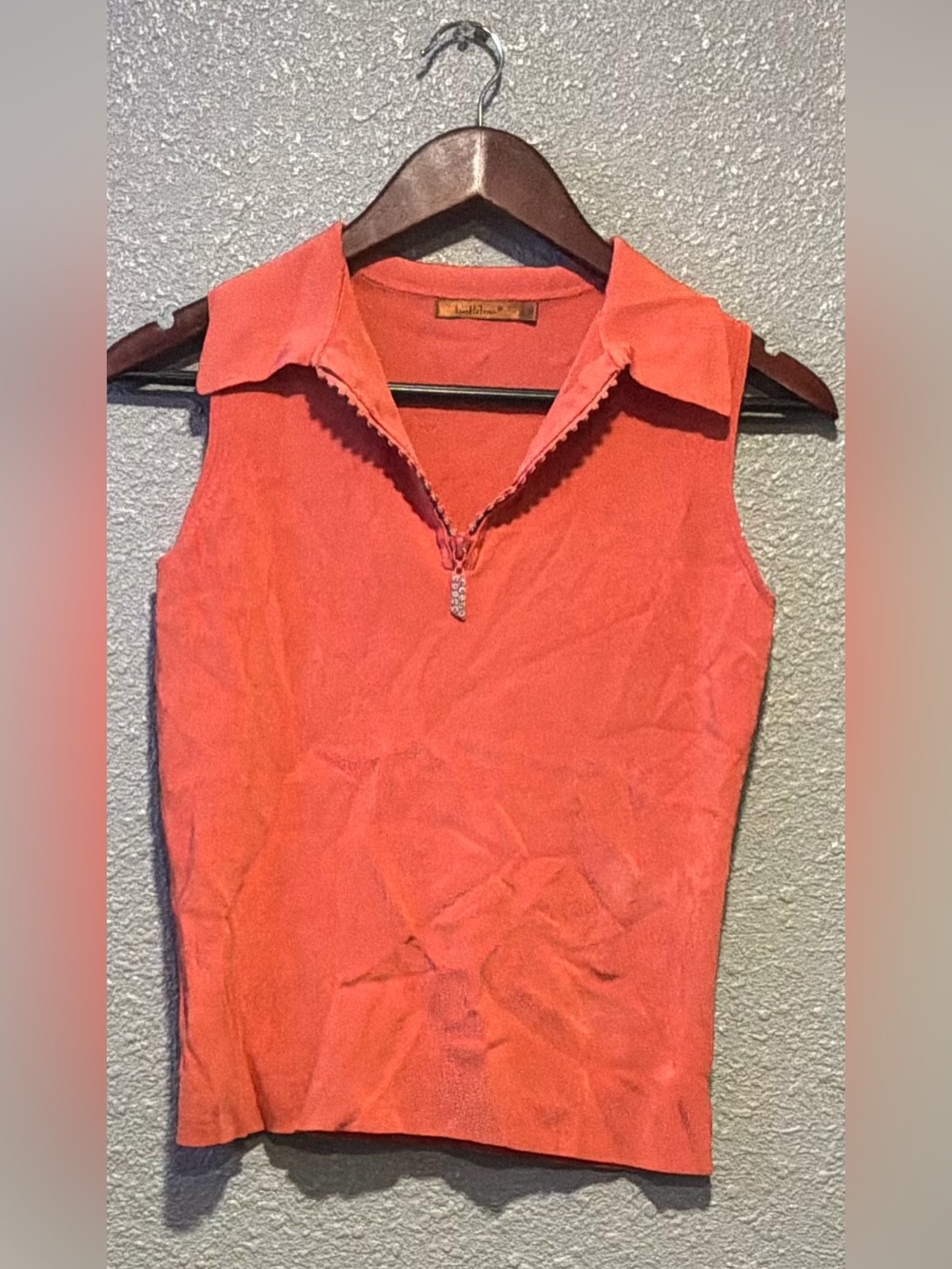 Belldini Coral Sleeveless Zip-Collar Tank Top